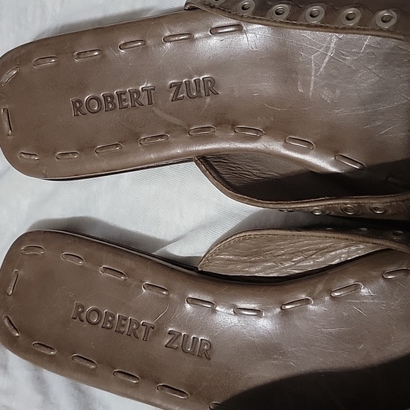 Robert Zur Leather Gromets Sandals Slides Slip On Mules Flats - Picture 3 of 8